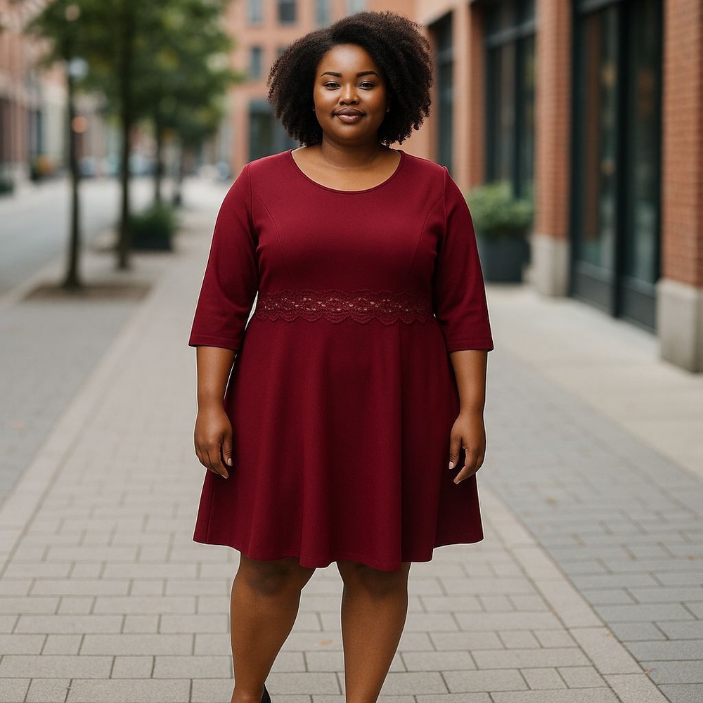 HOMEYEE DRESS  NEW SIZE 2XL BURGUNDY - Picture 4 of 10
